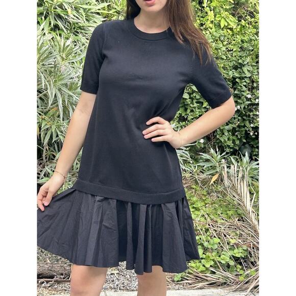 COS Dresses & Skirts - Cos black long Layered lower pleat ruffle sweater dress short sleeve grunge emo